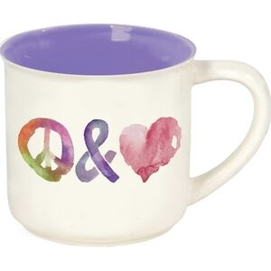 Colorful Oversized Peace & Love Mug with Mother Theresa Quote